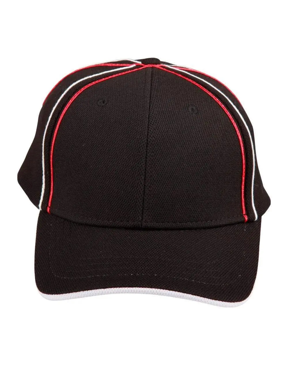 Tri-colour Pique Mesh Cap Ch76 Active Wear Winning Spirit Black/White/Red One size